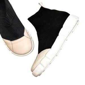 IXOS Sock Style Knit Sneakers Black White Size 9.5
